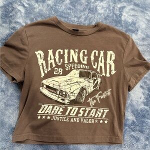 SHEIN Brown Racing Car Graphic Tee